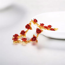 Load image into Gallery viewer, Red Rose Flower Bracelet